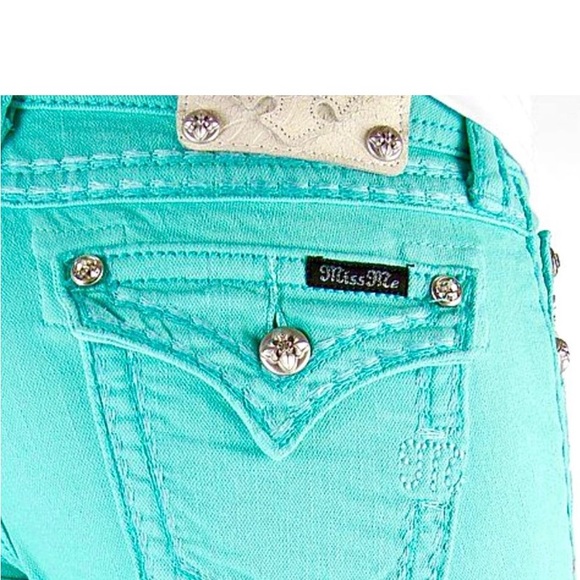 Miss Me Aqua Ankle Skinny Jeans Size 28 🩵 - Picture 7 of 13